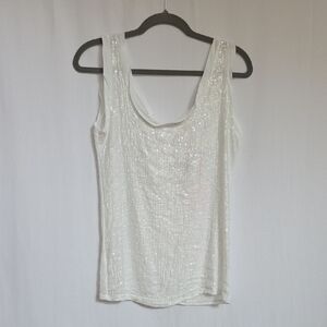 Scandal Italy Laurent Top - White with Sequin Front. Size Extra Small. NWT